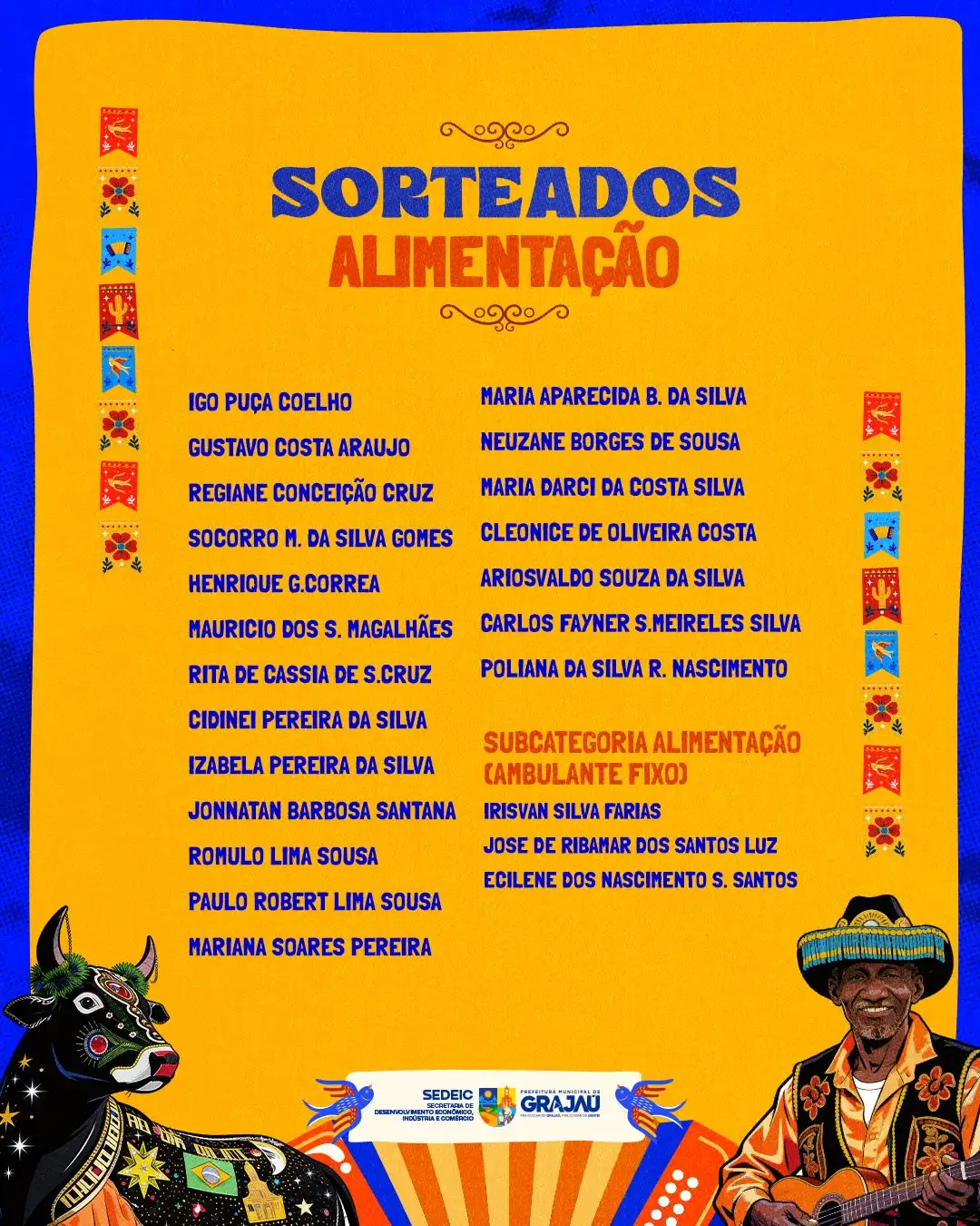 Foto 1 – Resultado do edital para comerciantes do Arraial Zeca Teixeira 2026 é divulgado